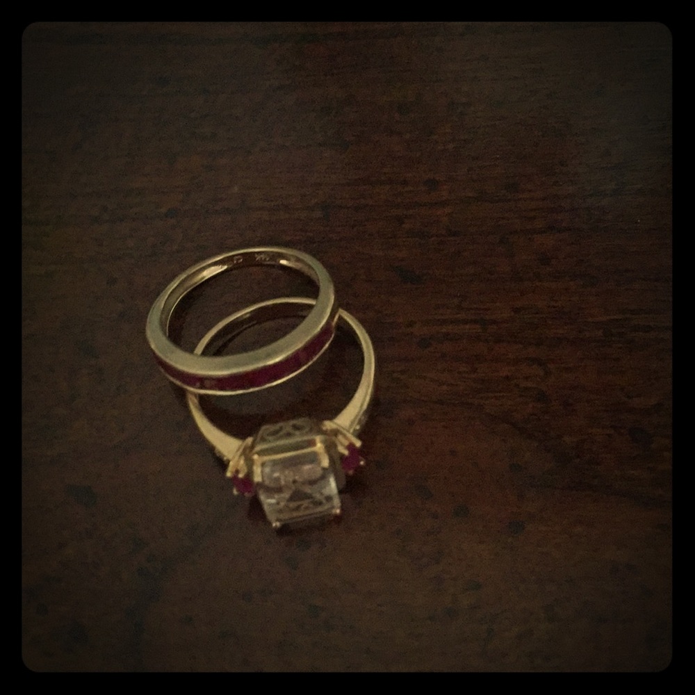 Morganite and ruby rings